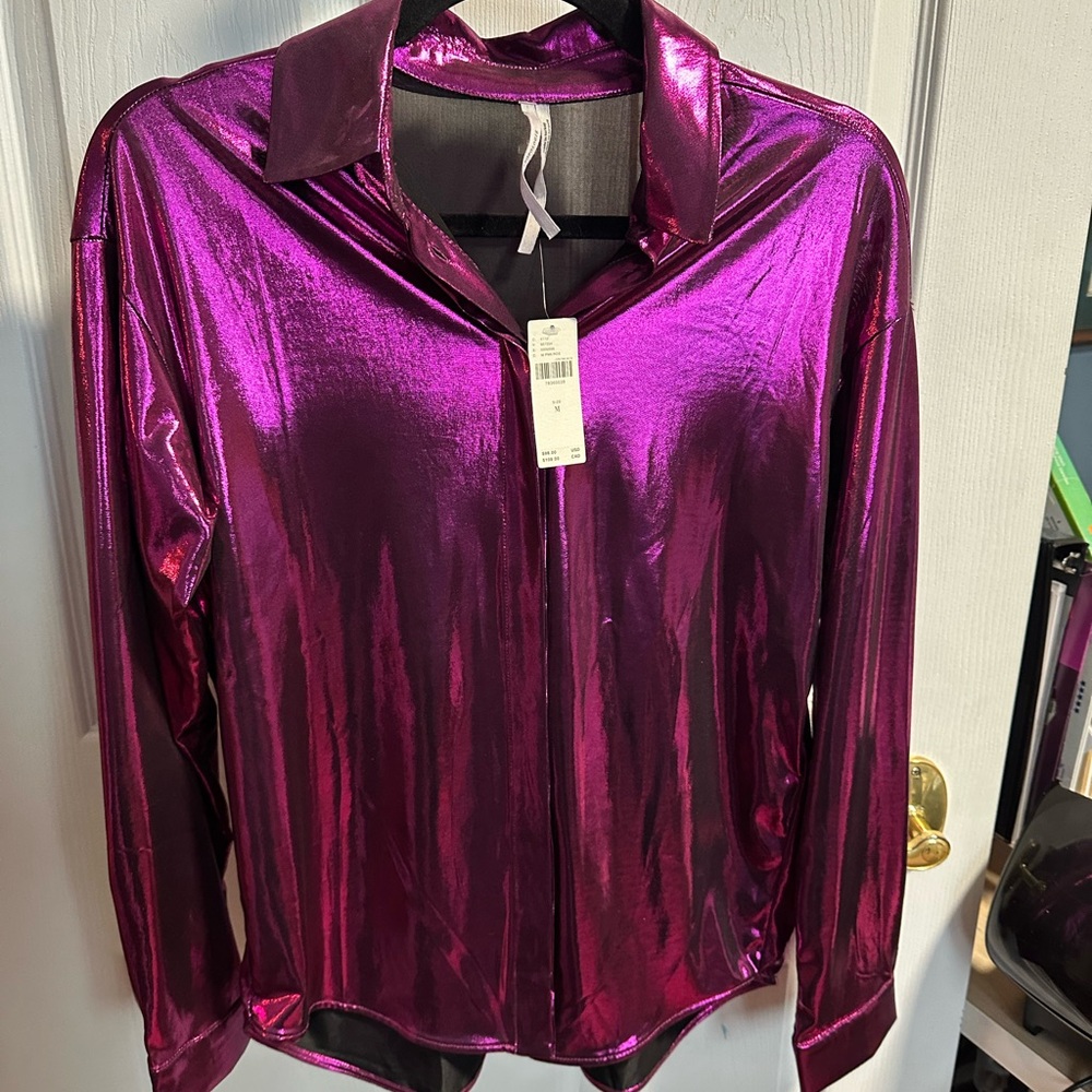 Anthropologie Metallic Purple Blouse